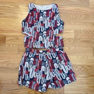 Graffiti Artistic Sleeveless Top and Shorts